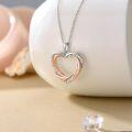 wholesale 925 Sterling Silver Heart Pendant with Diamonds and Rose Gold Accents - 20 Inches Chain Length-0-1