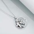 wholesale 925 Sterling Silver Origami Horse Head Circle Pendant Necklaces - Mothers Day Gift for Her-0-2