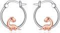 wholesale 925 Sterling Silver Rose Gold Dinosaur Huggie Hoop Earrings for Women Girls  23mm Diameter-0-0