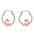 wholesale 925 Sterling Silver Rose Gold Dinosaur Huggie Hoop Earrings for Women Girls  23mm Diameter-0-0