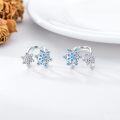 wholesale 925 Sterling Silver Snowflake Blue Austrian Crystal Cuff Earrings for Non-Pierced Ear Women Girl Gifts-0-3