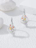 wholesale 925 Sterling Silver Tulip Flower Tree of Life Leverback Earrings s for Women Mom Birthday Mothers Day-0-1