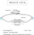 wholesale 925 Sterling Silver Blue Opal Evil Eye Infinity Adjustable Bracelet for Women-0-5