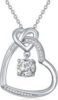 wholesale 925 Sterling Silver 925 & Cubic Zirconia Infinity Heart Pendant Necklace for Women Gifts-0-0