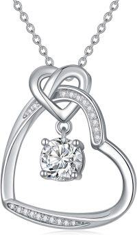 wholesale 925 Sterling Silver 925 & Cubic Zirconia Infinity Heart Pendant Necklace for Women Gifts-Infinity Knot Heart Necklace