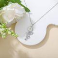 wholesale 925 Sterling Silver Daisy Charm Pendant Necklace Wholesale With Yellow Center And Crystal Leaves-0-1