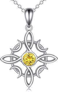 wholesale 925 Sterling Silver Celtic Knot Birthstone Pendant Necklace Wiccan Gift-November