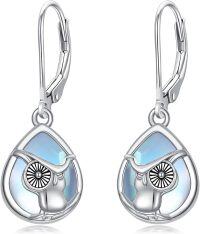 wholesale 925 Sterling Silver Owl Teardrop Dangle Earring  for Women & Girls-Owl