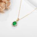 wholesale 14k Red Oval Gemstone Pendant Necklace With Lab Diamond Halo-0-2
