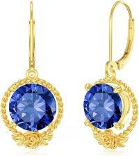 wholesale 925 Sterling Silver Birthstone Dangle Drop Earrings for Women Girls-Sapphire