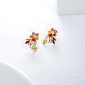 wholesale 14k Gold Rainbow Zircon Flower Stud Earrings For Women-0-3