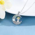 wholesale 925 Sterling Silver Moon Highland Cow Pendant Necklace with Abalone Shell and Gold Plated Accents-0-1