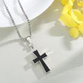 wholesale Silver Plated Copper Black Onyx Cross Cremation Urn Memorial Pendant Necklace-0-4