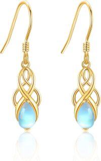 wholesale 14K Gold Opal Teardrop Knot Drop Earrings - Christmas Gifts for Her-Celtic Knot Earrings