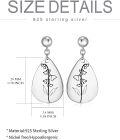 wholesale Sterling Silver Floral Teardrop Earrings w Birth Flower Engraved Gift for Women-0-23