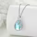 wholesale 925 Sterling Silver Blue Moonstone & Green Crystal Peacock Pendant Necklaces Wholesale for Women-0-4