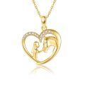 wholesale 14k Gold Girl And Horse Heart Pendant Necklace-0-0