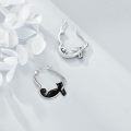 wholesale 925 Sterling Silver Cat Heart Hoop Dangle Earrings Cute s for Women-0-1