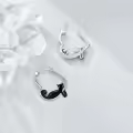 wholesale 925 Sterling Silver Cat Heart Hoop Dangle Earrings Wholesale Cute s for Women-0-1