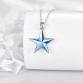 wholesale 925 Sterling Silver Blue Fire Opal Star of David Hexagram Pendant Necklace for Women Gifts-0-2