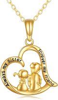 wholesale 14K Gold Always My Sister Forever Friend Heart Pendant Necklace for Sisters-0-0