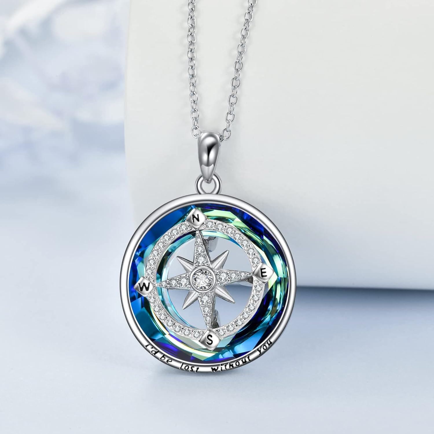 Sterling Silver Crystal Heart Graduation Necklace for Women Girls-0-2