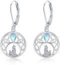 wholesale 925 Sterling Silver Moonstone Celtic Wolf Drop Earrings-0-0