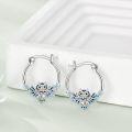 wholesale 925 Sterling Silver Owl Flower Blue Stone Huggie Hoop Earrings Gift for Women-0-2