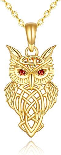 wholesale 14K Gold Celtic Knot Owl Pendant Necklace - Christmas & Birthday Gifts for Her-Gold owl necklace