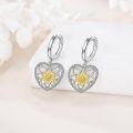 wholesale 925 Sterling Silver Heart-Shaped Sunflower Dangle Earrings for Women - Trendy Fashion s-0-2