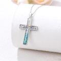 wholesale 925 Sterling Silver Mountain Cross Pendant with Turquoise and Mustard Seed Elements Nature Faith Jewelry for Women-0-2