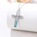 wholesale 925 Sterling Silver Mountain Cross Pendant with Turquoise and Mustard Seed Elements Nature Faith Jewelry for Women-0-2
