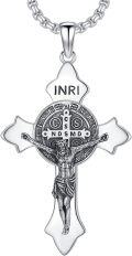 wholesale 925 Sterling Silver Cross St. Benedict Medal Pendant Necklace for Men/Women Catholic s-0-1