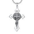 wholesale 925 Sterling Silver Cross St. Benedict Medal Pendant Necklace for Men/Women Catholic s-0-1