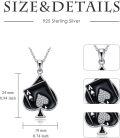 wholesale 925 Sterling Silver Black Enamel Ace of Spades Heart Pendant Necklace for Women-0-3