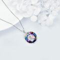 wholesale 925 Sterling Silver Rainbow Crystal Girl & Cat Locket Pendant Necklace-0-3