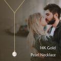 wholesale 14K Yellow Gold Freshwater Pearl Drop Pendant Necklace for Women's Fine s-0-5