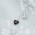 wholesale 925 Sterling Silver Black Enamel Heart with Bat Drop Earrings for Women-0-3
