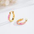 wholesale 925 Sterling Silver Pink Fire Opal Huggie Hoop Earrings for Women-0-2
