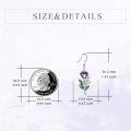 wholesale 925 Sterling Silver Purple Poppy Flower Drop Dangle Earrings with Green Leaves and CZ Stones for Women Girls -0-8
