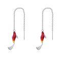 wholesale 925 Sterling Silver Red Fish Drop Threader Earrings for Women and Girls-0-0