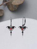 wholesale 925 Sterling Silver Bat Heart Dangle Earrings for Women Gothic Halloween -0-2