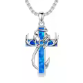 wholesale 925 Sterling Silver Black Enamel Deer Antlers Cross Pendant Necklaces Wholesale with Stainless steel chain for Men -0-10