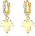 wholesale Gold 925 Sterling Silver Maple Leaf Sagittarius Huggie Hoop Earrings Constellation Jewelry-0-0