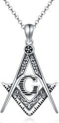 wholesale 925 Sterling Silver Freemasonry G Symbol Masonic Pendant Necklace for Men-0-0