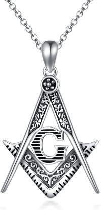 wholesale 925 Sterling Silver Freemasonry G Symbol Masonic Pendant Necklace for Men-1-1