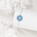 wholesale 925 Sterling Silver Blue Opal Star of David Charm Bracelet for Women Girls Gifts-0-3
