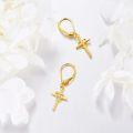 wholesale 14K Gold Heart Cross Dangle Earrings with Sensitive Skin Safe Design for Faith, Love & Loyalty, 1.2 Inch Gift-0-2