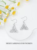 wholesale 925 Sterling Silver Celtic Trinity Knot Triquetra Drop Earrings White Gold Plated-0-3