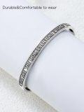 wholesale Sterling Silver Poiuy Inspirational Strength Mantra Cuff Bracelet Set-0-32